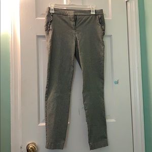 Gingham Slacks Pants with Ruffled Faux Pockets